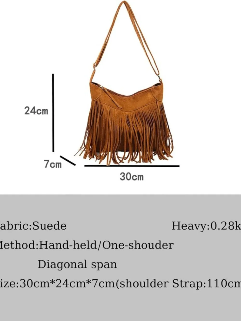 Vintage Suede Fringe Hobo Bag for Women - Hippie Crossbody Purse with Tassels